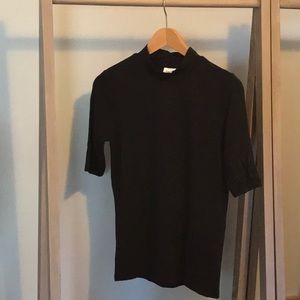 Knit black mock neck tee
